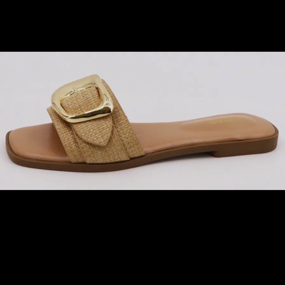 859. Island Hopper Slide Sandal, Natural Raffia, Various Sizes